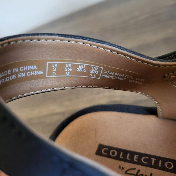 Clarks Reedly Juno Wedge Nubuck Leather Strappy Sandal Open Toe Blue Women's 5.5 - Picture 8 of 9